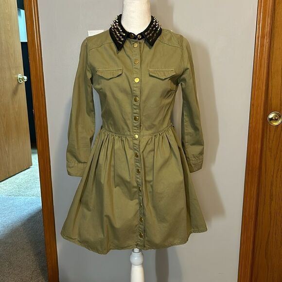 RARE TOPSHOP studded collar mini dress‎ size 4 - Picture 1 of 10